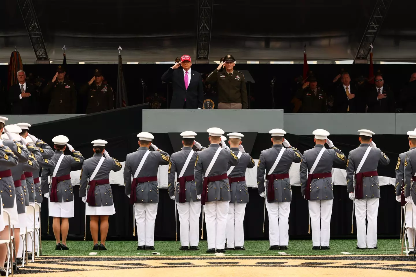 Trump gave a speech to the graduating students from the US Military Academy at West Point in New York (Michael M. Santiago/Getty Images)