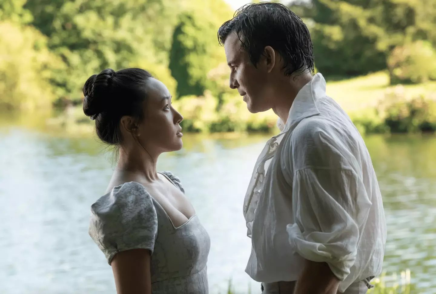The fourth season focuses on Benedict Bridgerton (Luke Thompson) and Sophie Baek's romance (Yerin Ha) (Netflix)