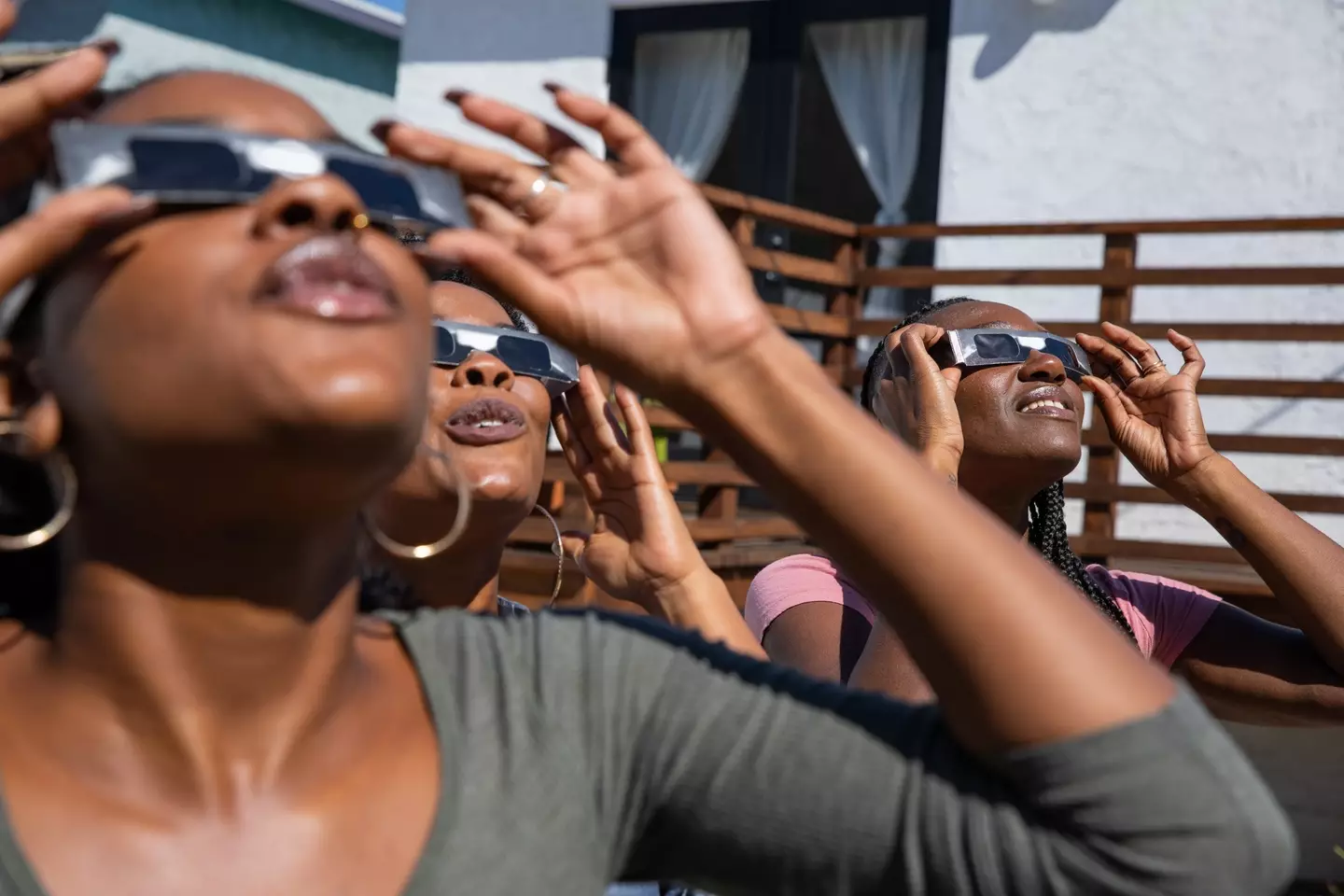 Viewers should be sure to don a pair of special solar eclipse glasses to safely view the rare cosmic event.