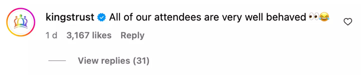 The King's Trust reacted to the clip (Instagram/@jamielaing)