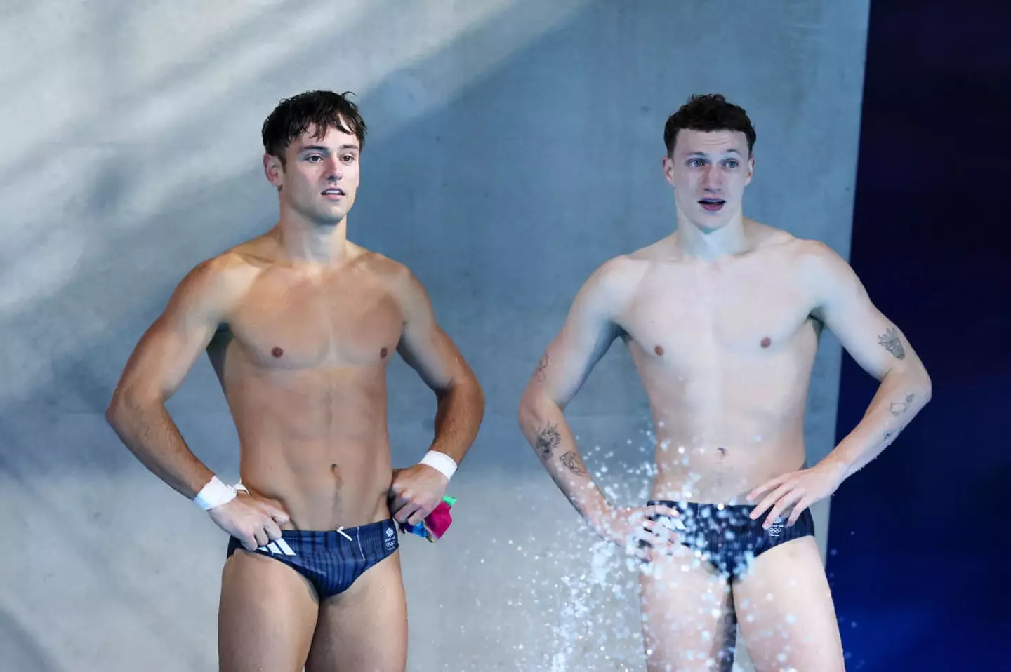 Tom Daley and Noah Williams at the 2024 Paris Olympic Games. (Clive Rose/Getty Images)