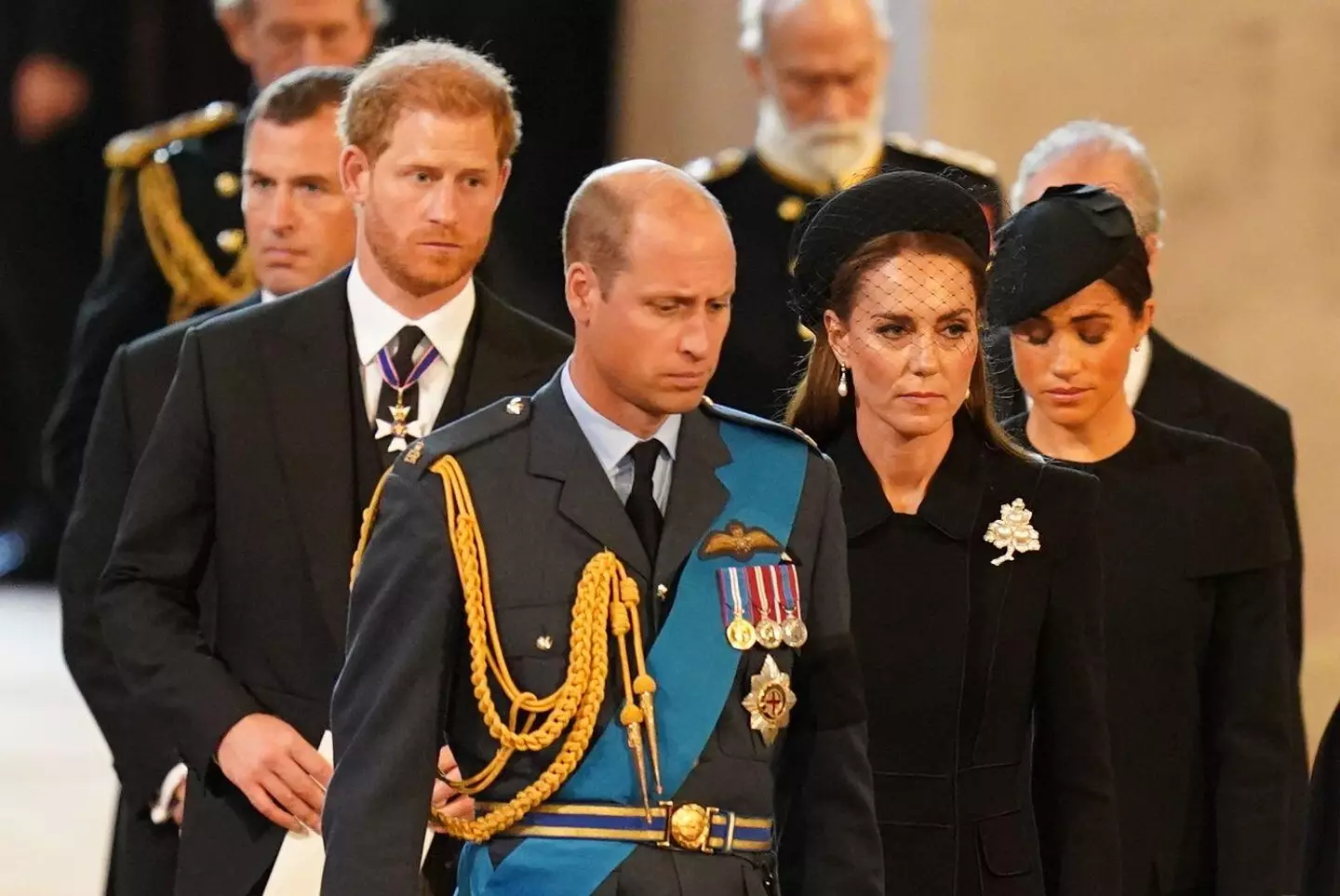 The royal family gathered together for the lying-in-state and the state funeral.