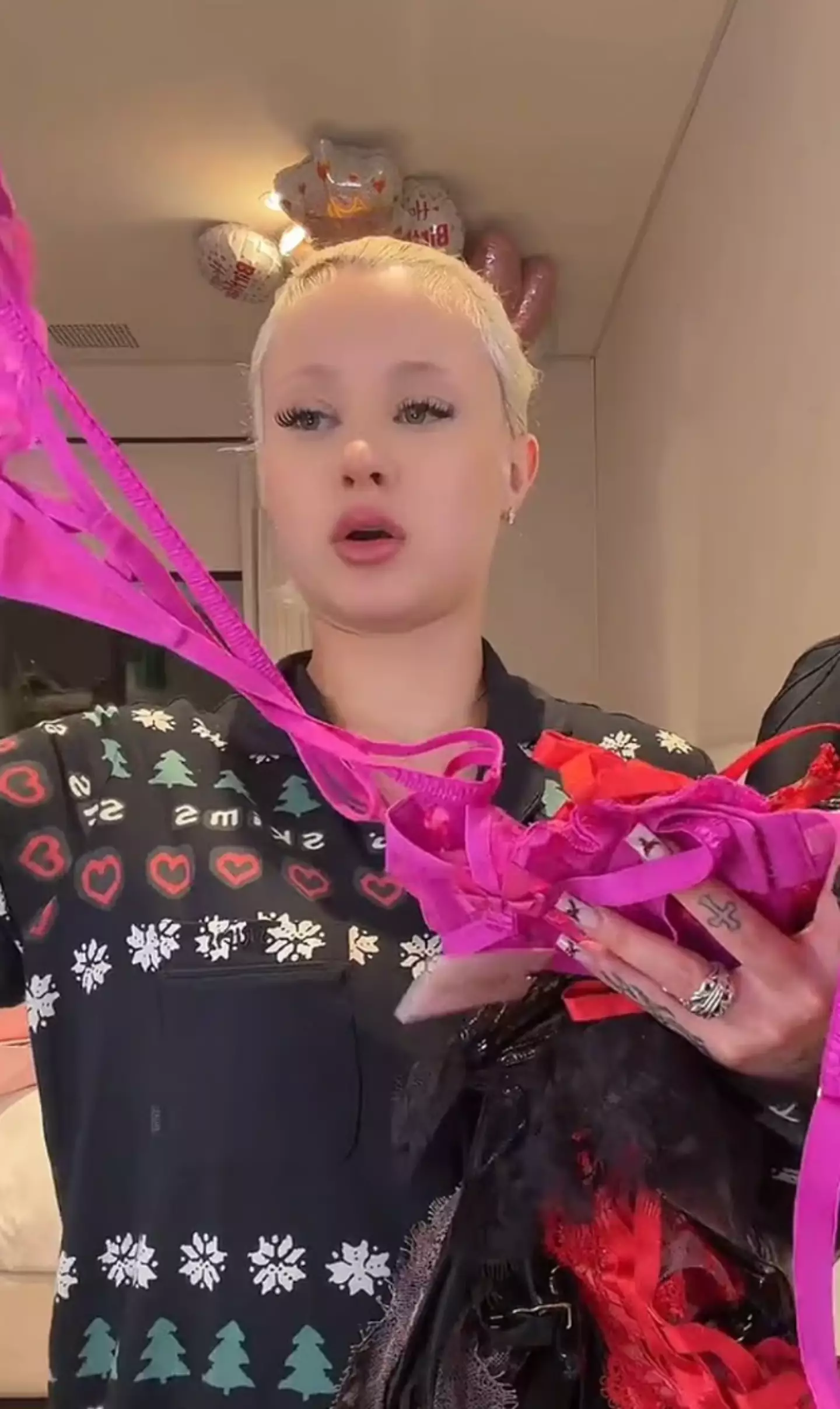 The 20-year-old revealed her dad got her a number of items from Agent Provocateur, a luxury lingerie brand (TikTok/@alabamabarker)