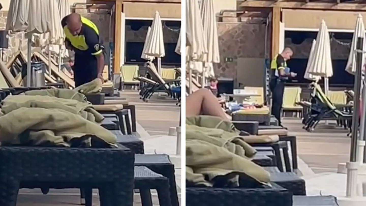 Security guard praised for clamping down on holidaymakers claiming hotel sunbeds