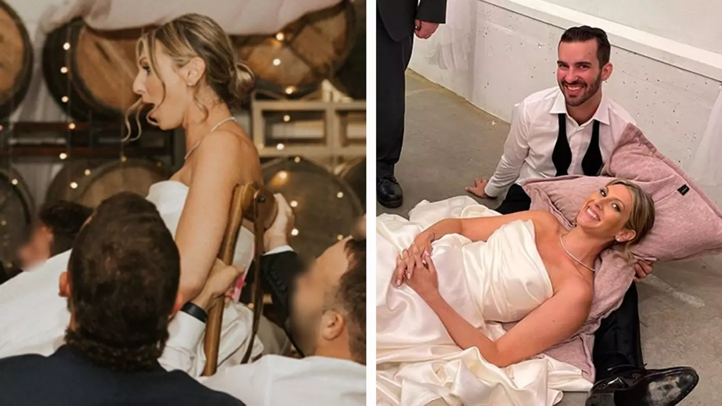 Bride rushed to hospital on wedding day after breaking her foot in dancefloor fall