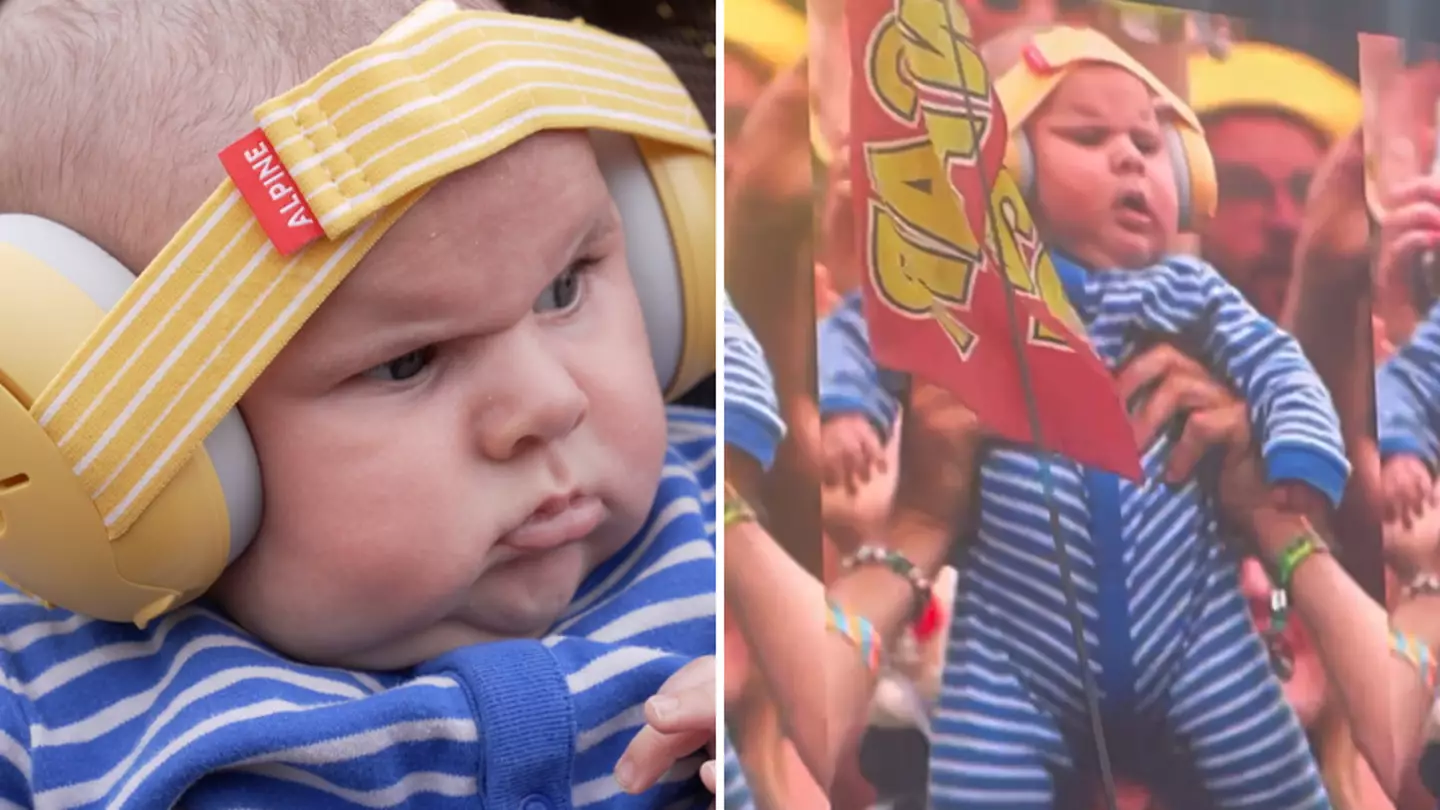Hilarious moment 10-week-old baby captures Glastonbury crowd as parents make devious plan for footage