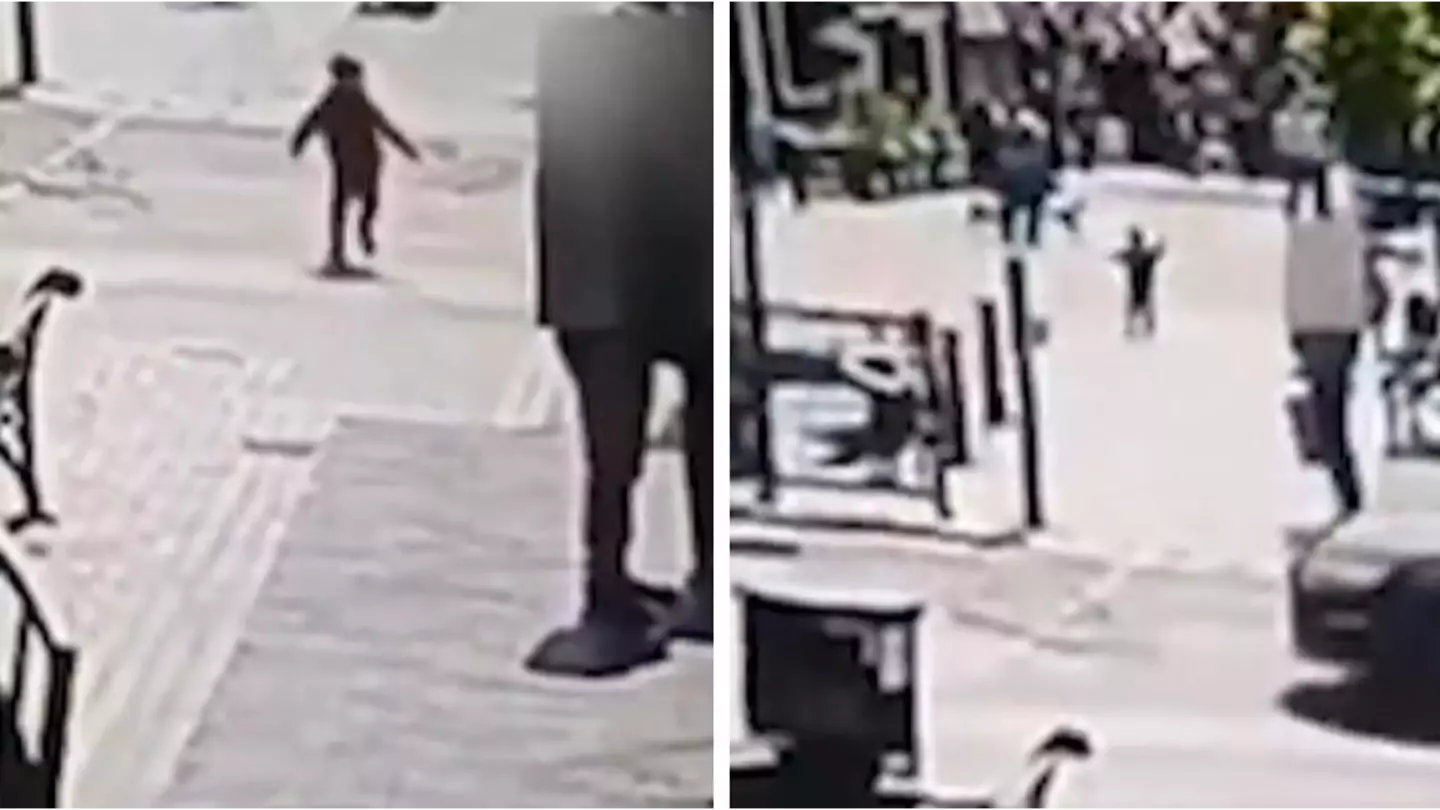 Shocking moment toddler escapes nursery into busy high street