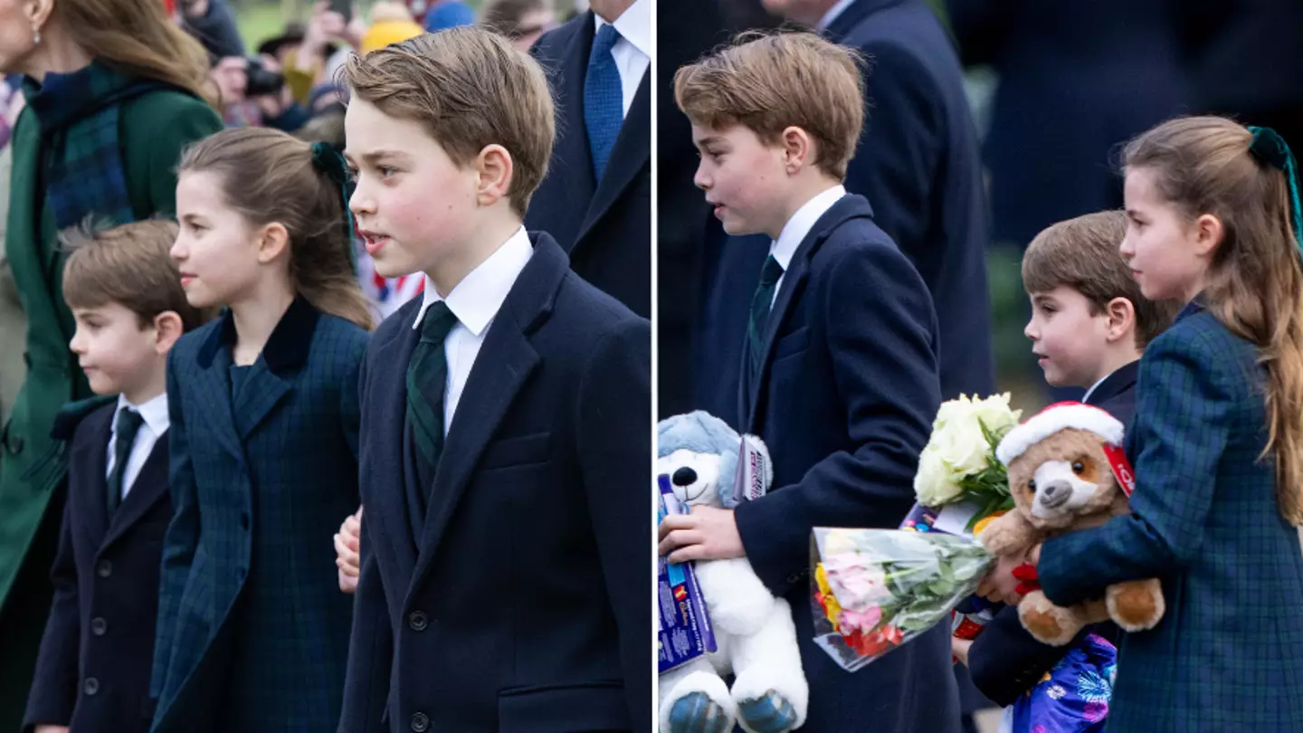 Prince George spotted 'discreetly' rescuing Princess Charlotte during Christmas appearance