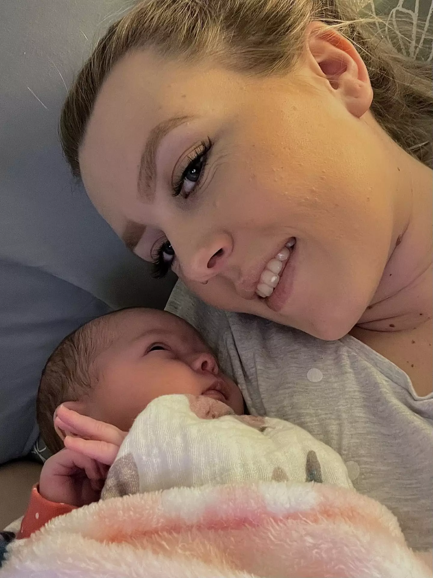 Lucy Jones discovered she was pregnant when she gave birth on the toilet.
