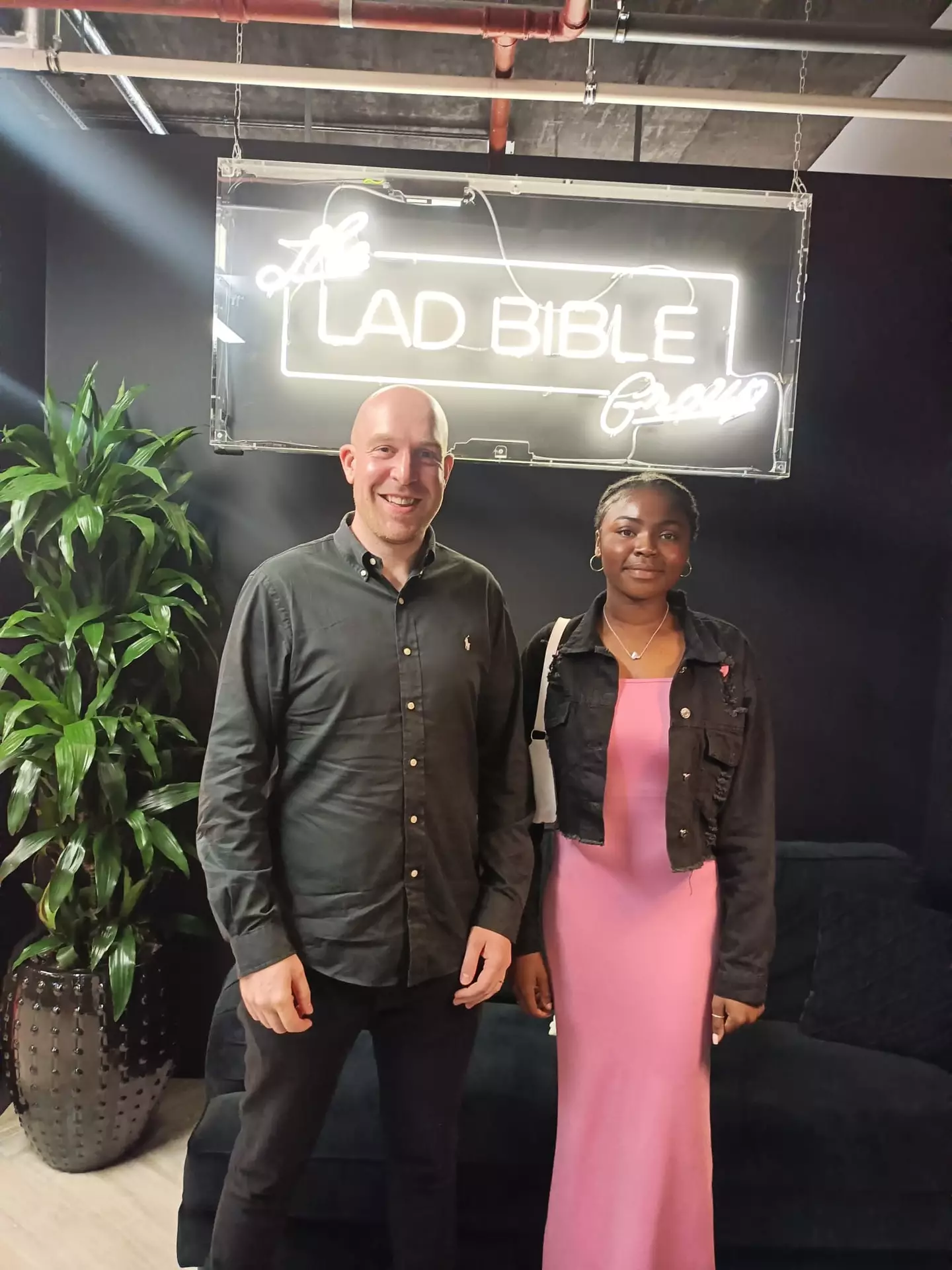 LADbible Group CEO Solly Solomou and 17-year-old Dunmi.