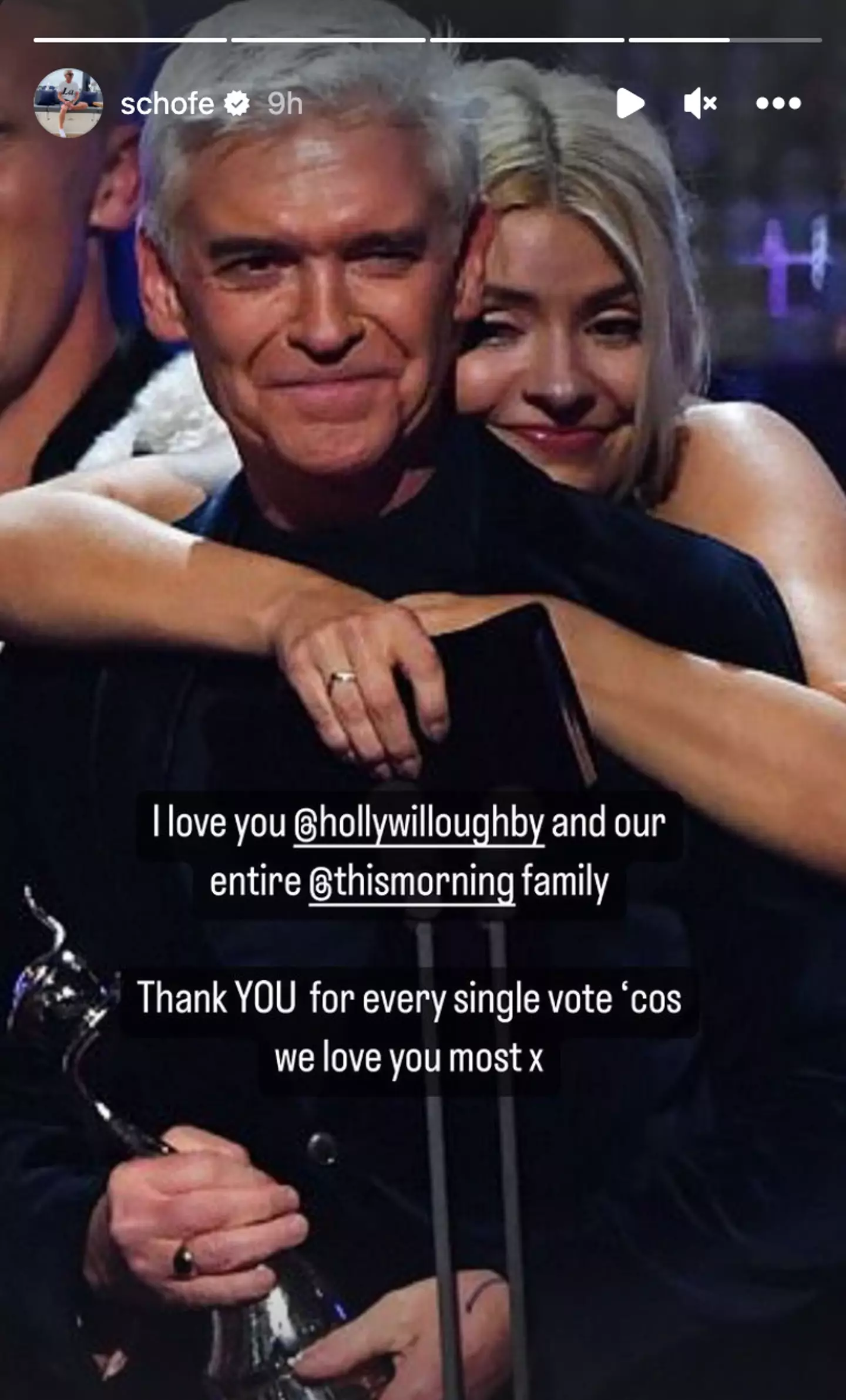 Phillip thanked Holly and their fans for the award.