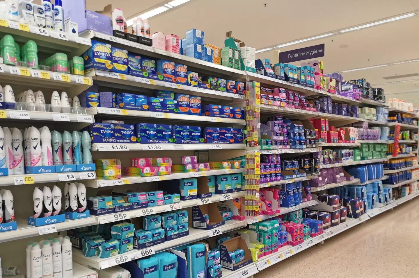 Tesco's own-brand essentials pack of pads was priced at 2p per towel (