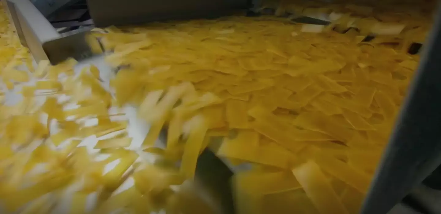 1.2 tonnes of pellets travel through a specialist fryer every hour (BBC)