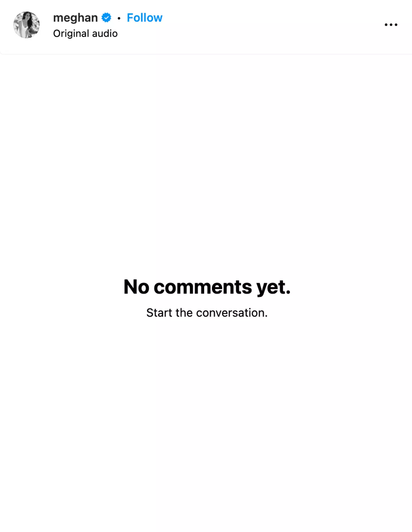Meghan has restricted commenting on her post (Instagram/@meghan)