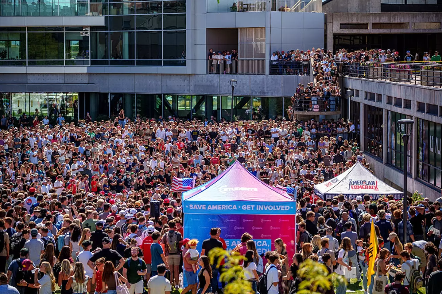 Witnesses who were in the university crowd at Utah have described the moment Charlie Kirk was shot (The Salt Lake Tribune/Getty Images)