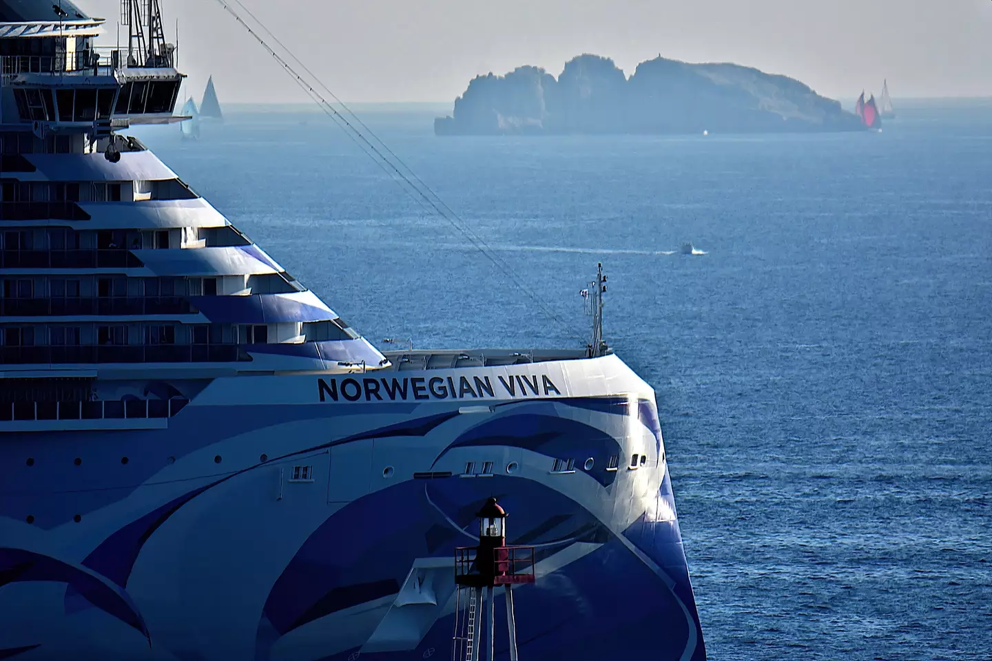 The Norwegian Cruise Line ship departed bang on time. (Gerard Bottino/SOPA Images/LightRocket via Getty Images)