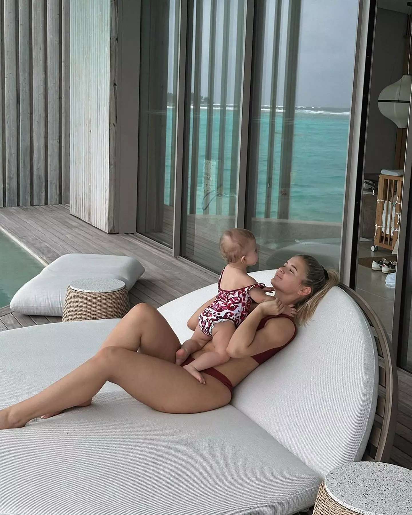 The family-of-three enjoyed a trip to the Maldives.