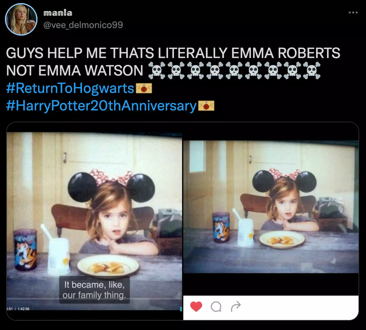 Fans noticed that a picture of a young Emma Roberts was used (