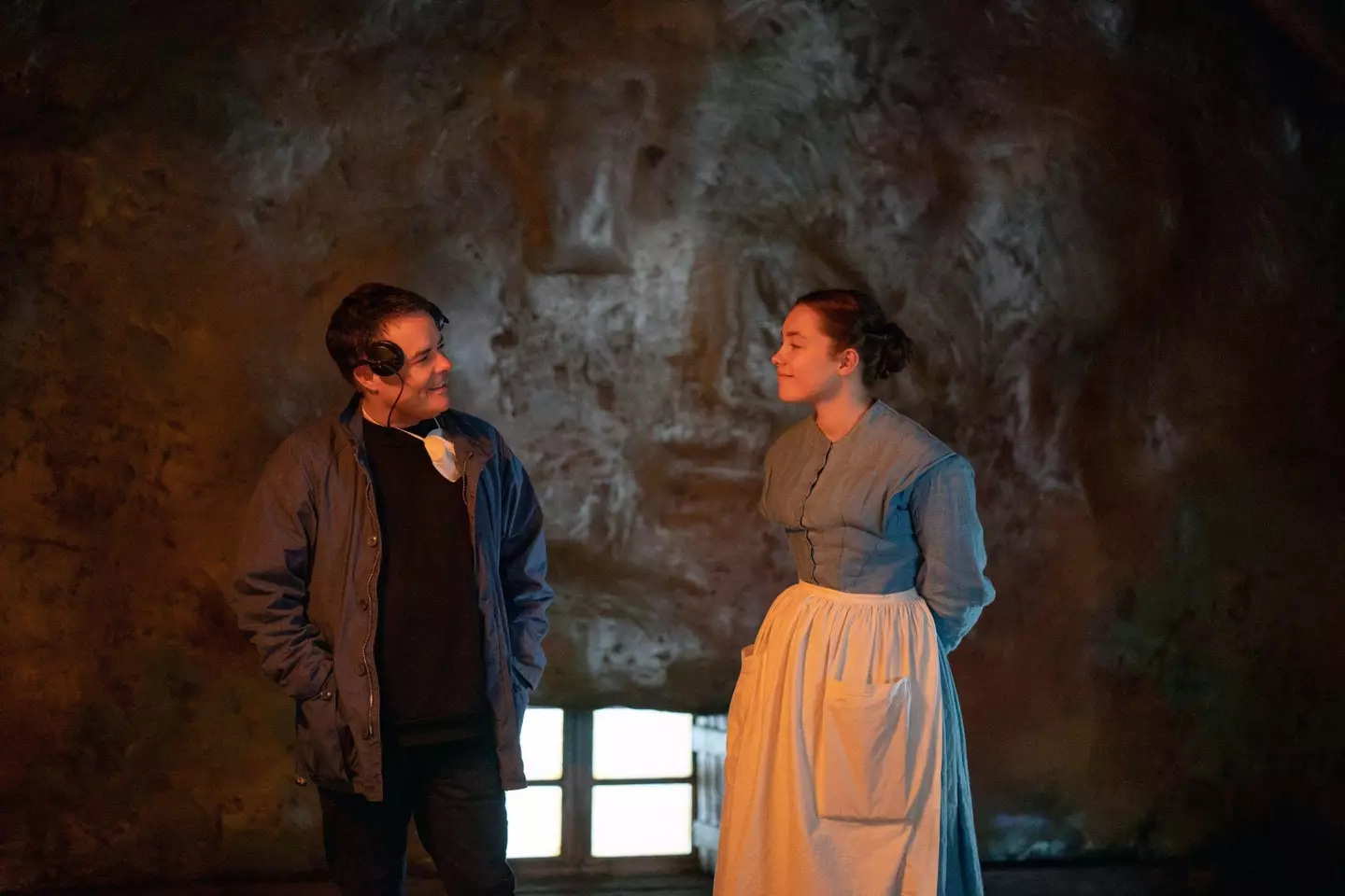 Florence Pugh with The Wonder director Sebastian Lelio.