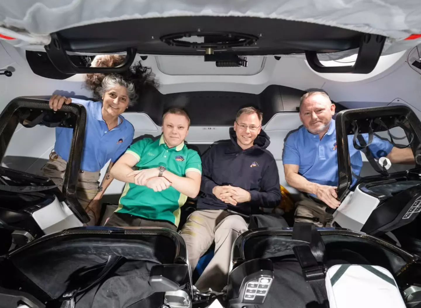 Williams and Winmore with Roscosmos cosmonaut Aleksandr Gorbunov and NASA astronaut Nick Hague last month (Instagram/@iss)