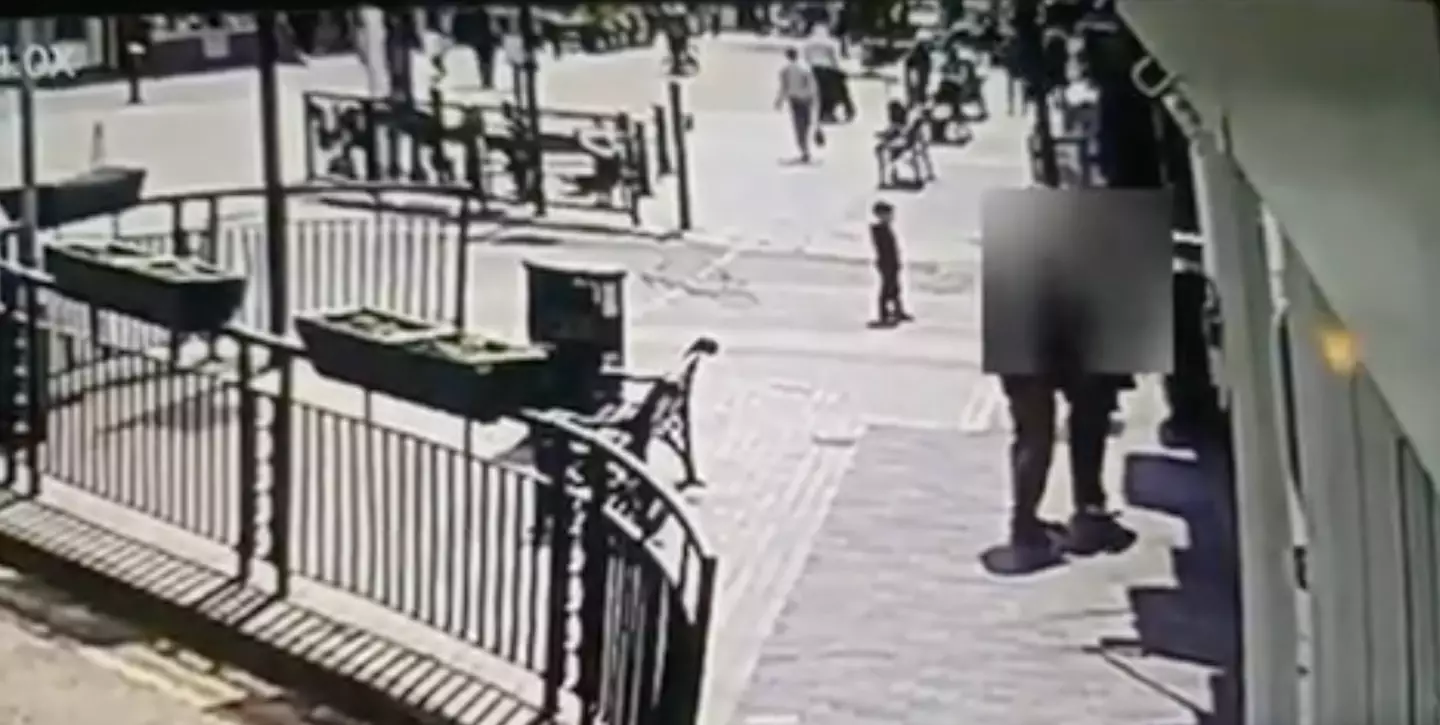The frightening footage even shows James standing on a crossing in the street.