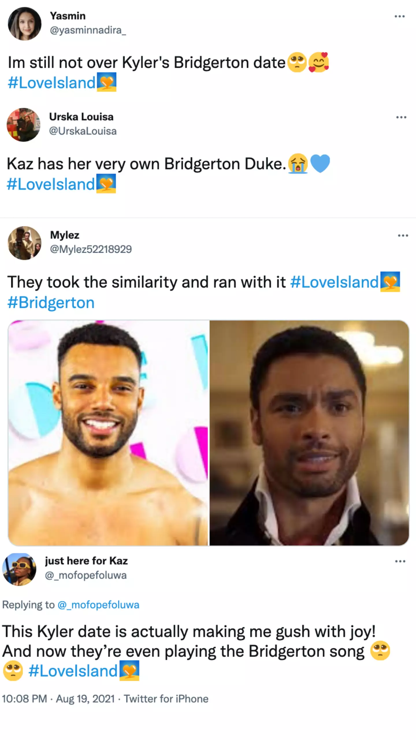 Love Island fans couldn't help but notice the Bridgerton similarities (