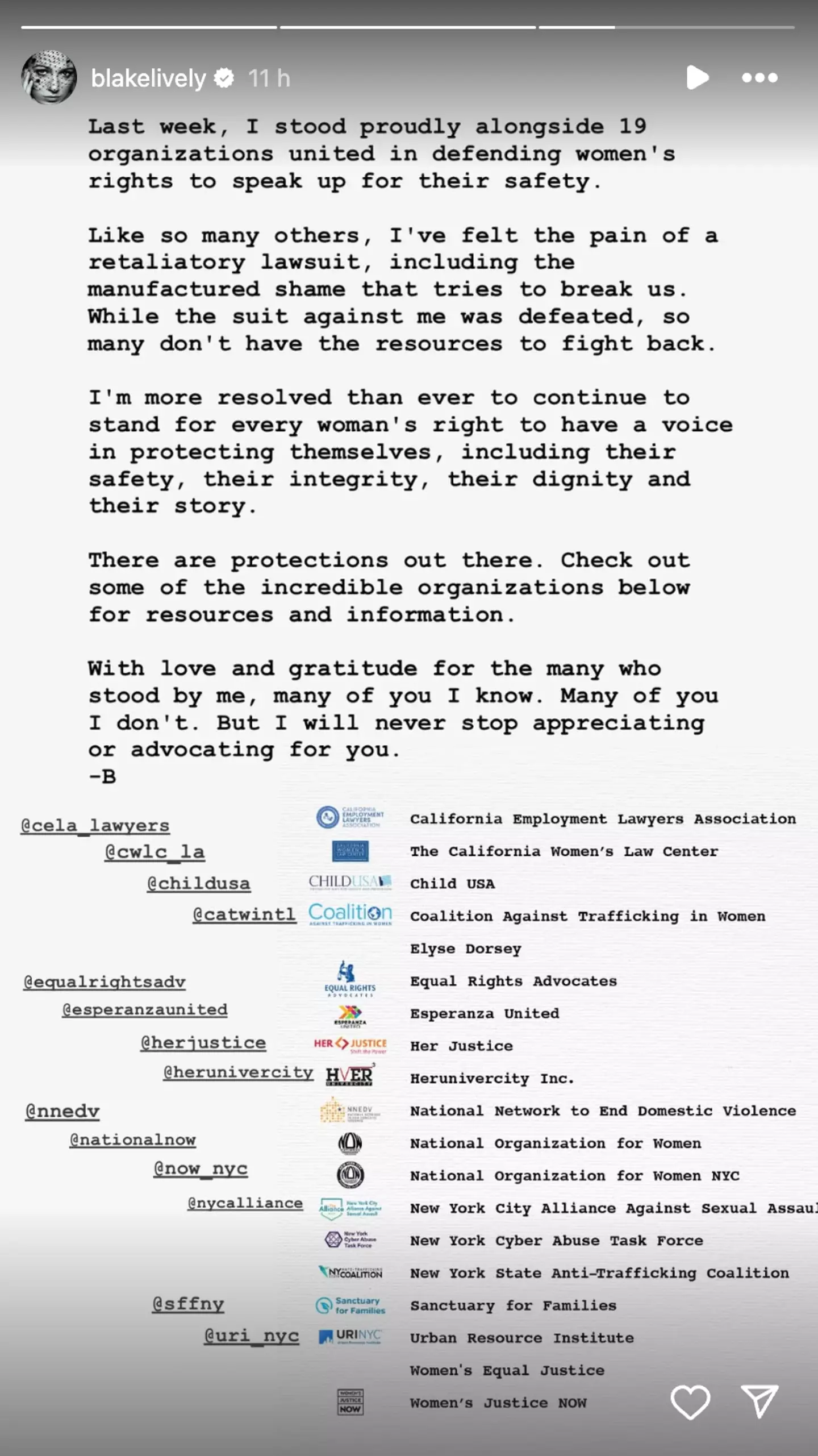 Lively has since issued a statement on the matter (Instagram/@blakelively)