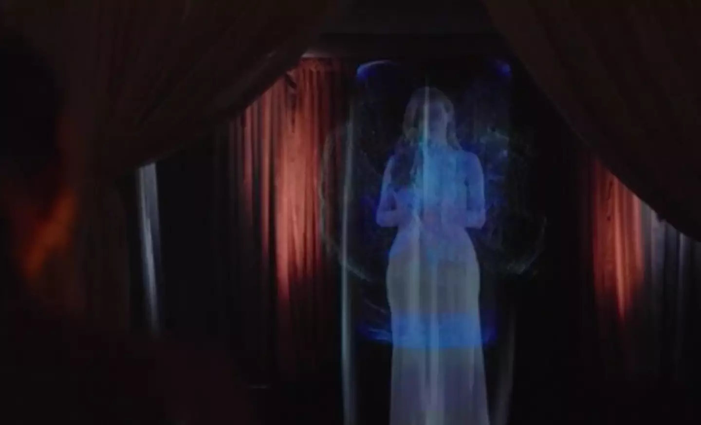 Sarah appeared as a hologram (