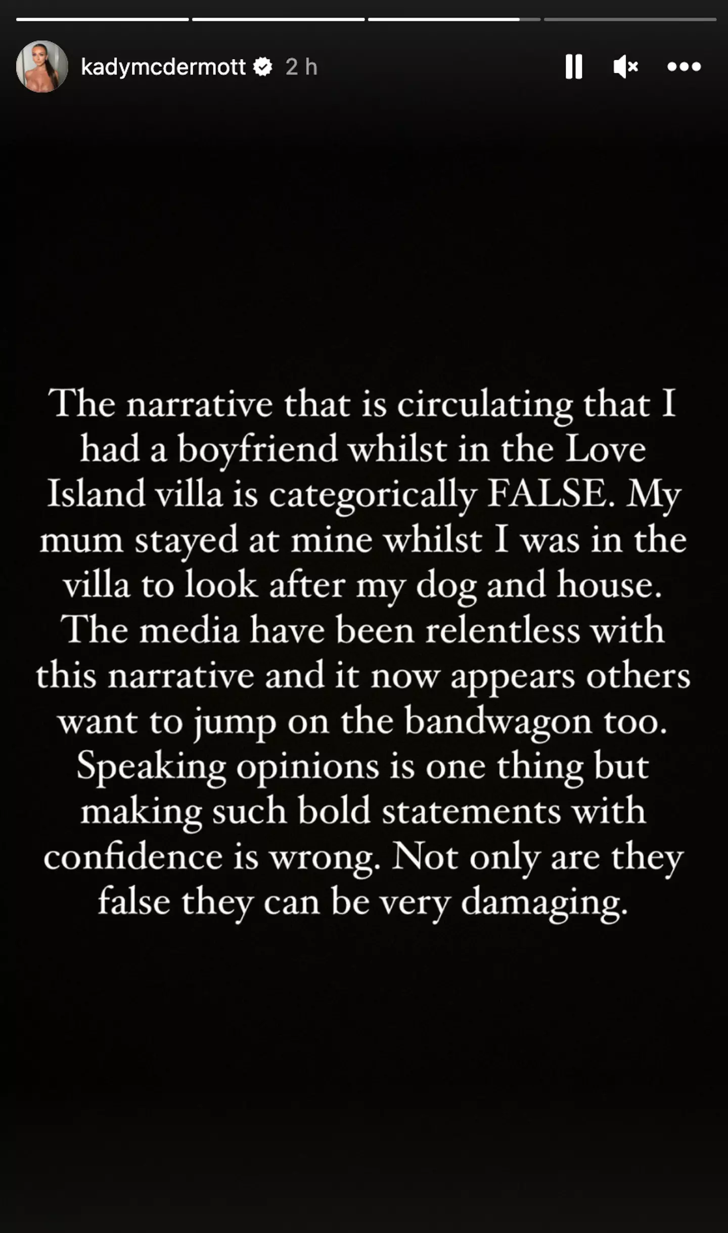 The Love Island star has addressed the situation.