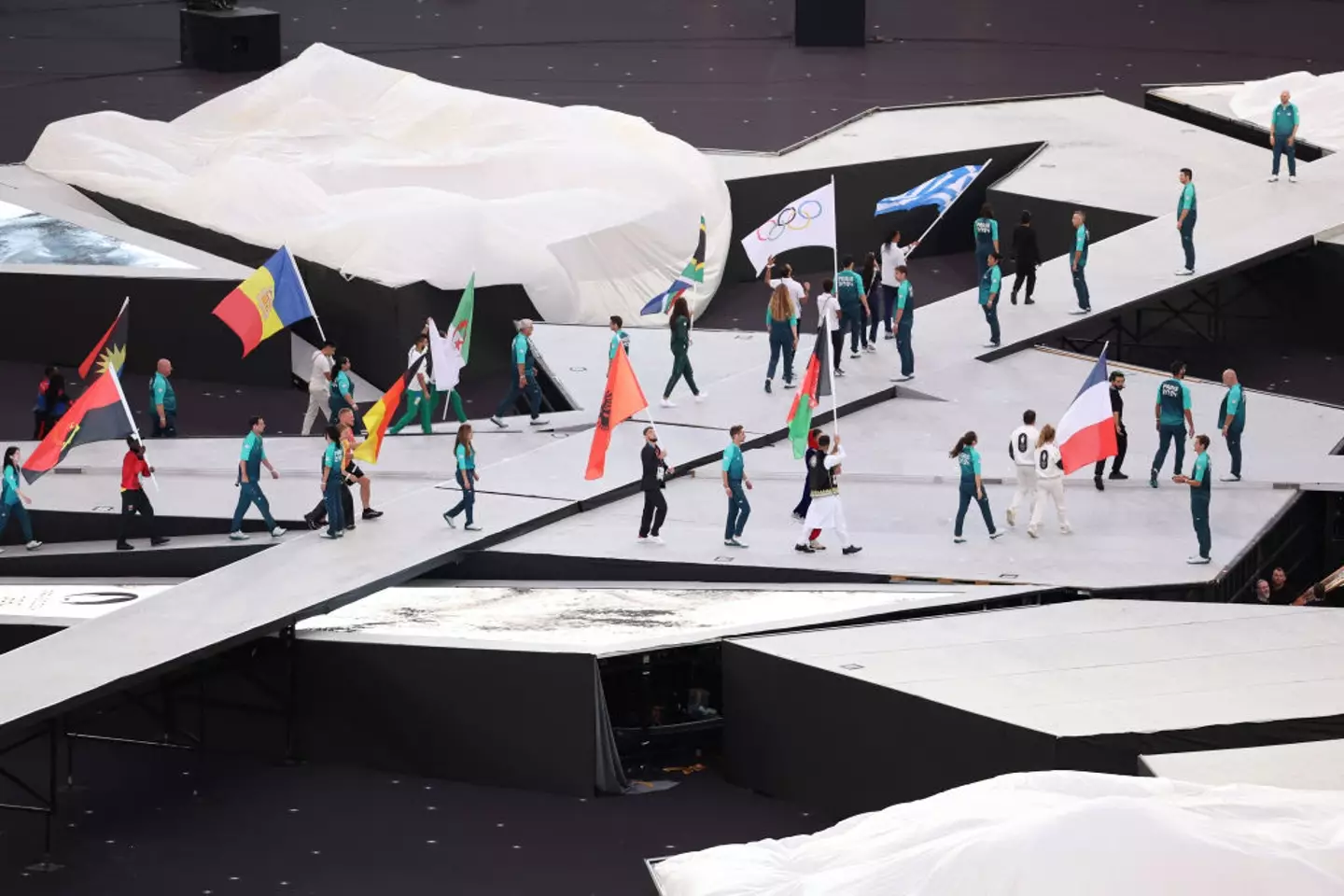The stage represents a world map (Luke Hales/Getty Images)