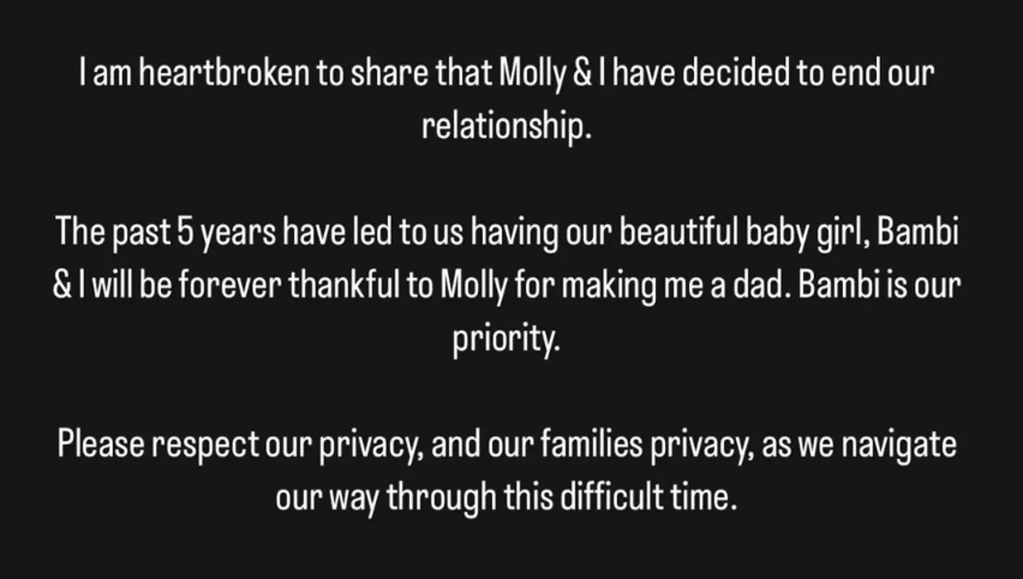Tommy also released a statement online. (Instagram/@tommyfury)