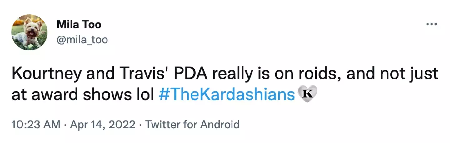 Elsewhere, other people have got seriously strong thoughts about their PDA (@mila_too).