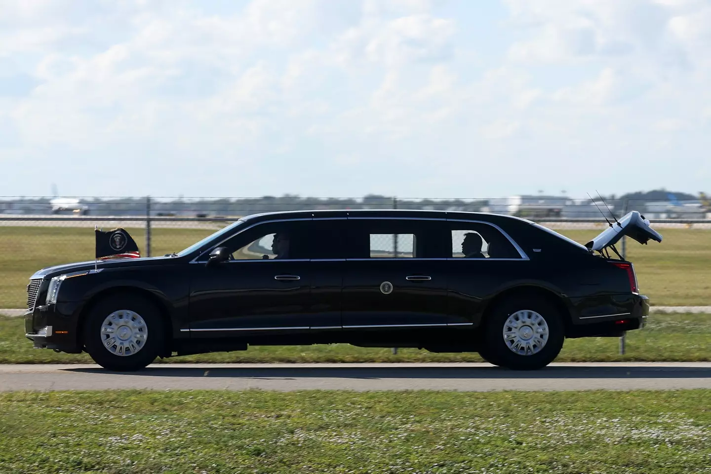 The internet has come up with some wild theories after Donald Trump's limo was spotted with the trunk open (Tasos Katopodis/Getty Images)