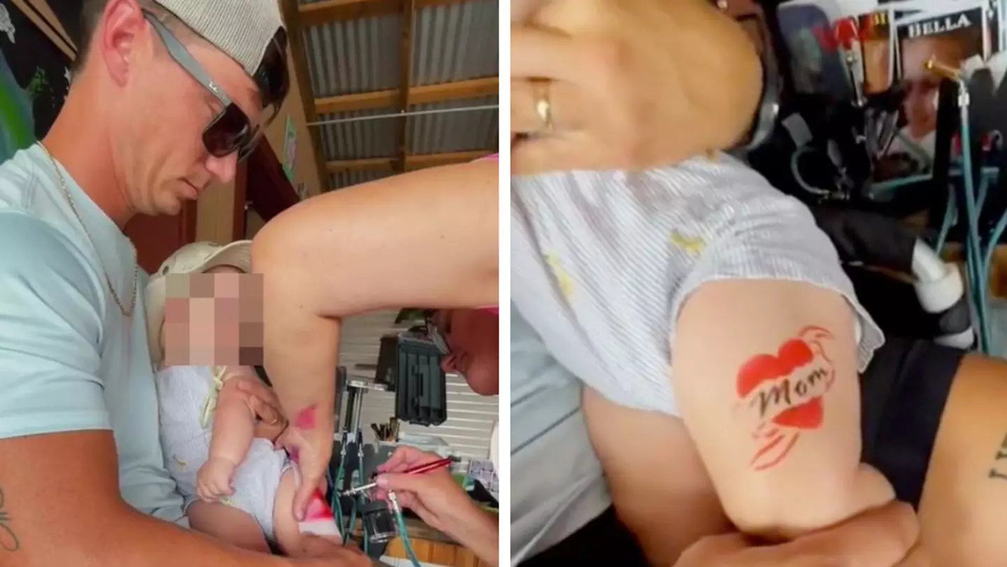 Parents divide opinion after taking baby son to 'get his first tattoo'