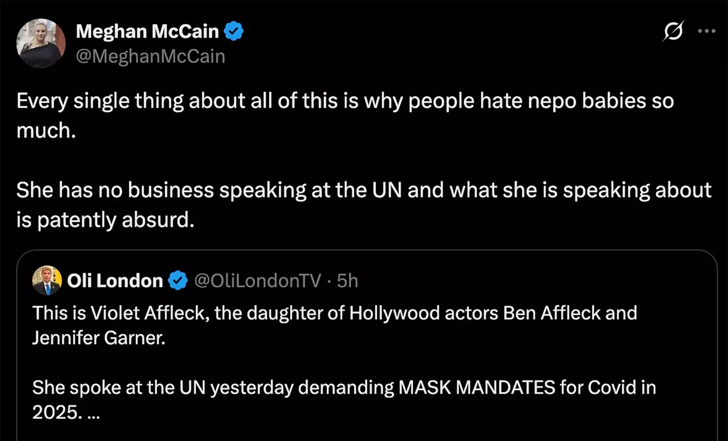 McCain quickly deleted the tweet calling out the teenager (X/@MeghanMcCain)