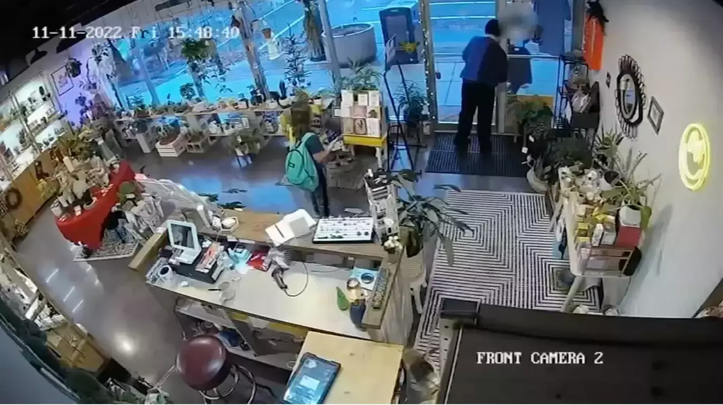 The woman left after the cashier shut and locked the door.