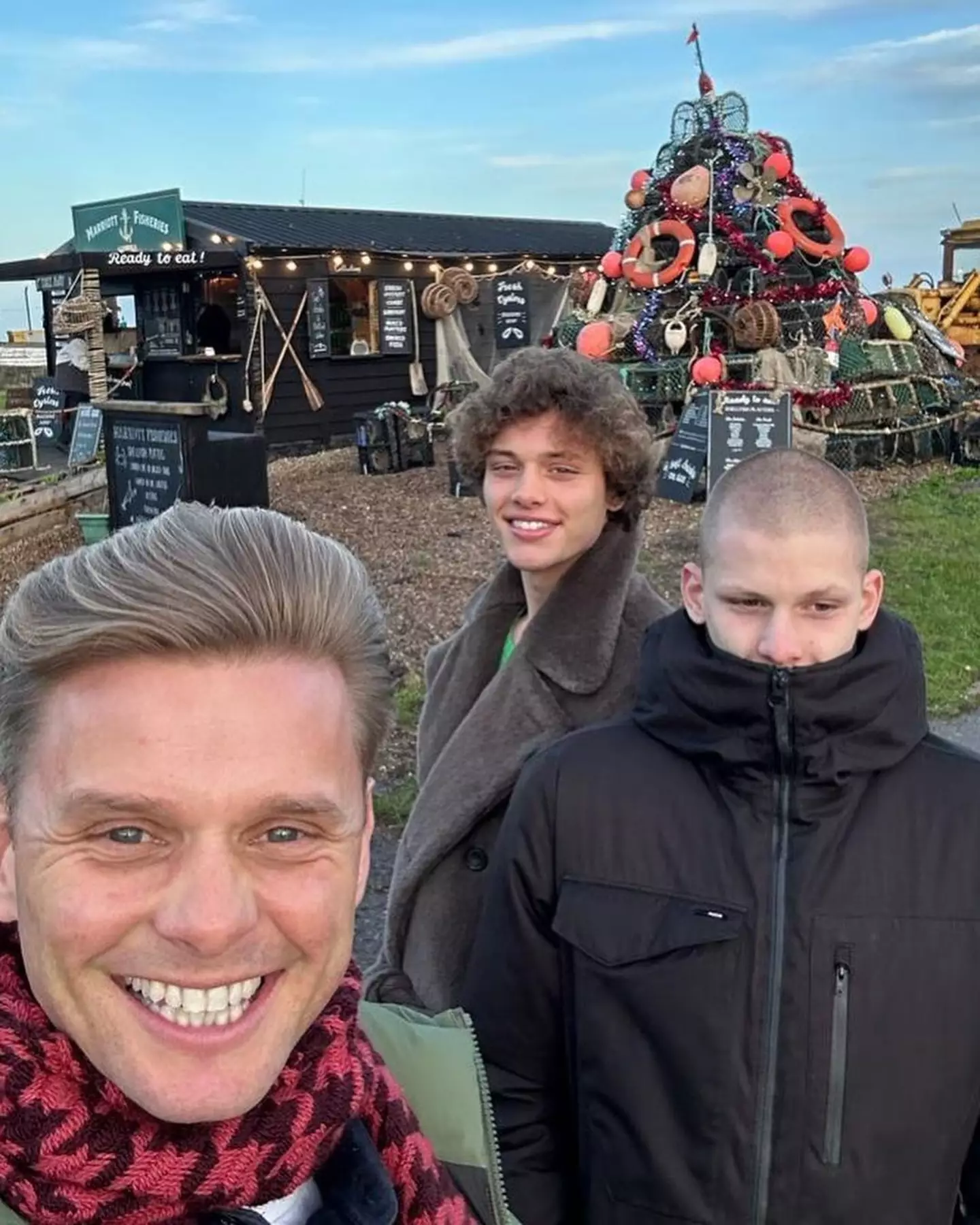The boys with dad Jeff Brazier.