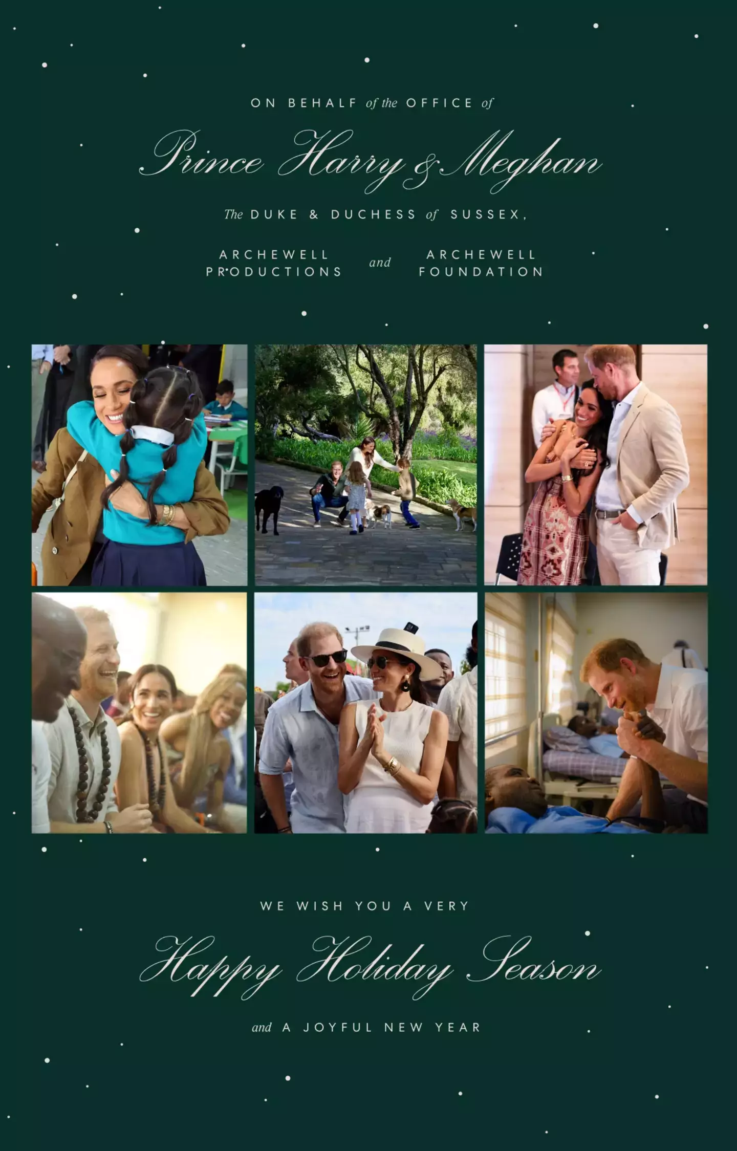 Prince Harry and Meghan Markle's public Christmas card (Archewell Foundation)