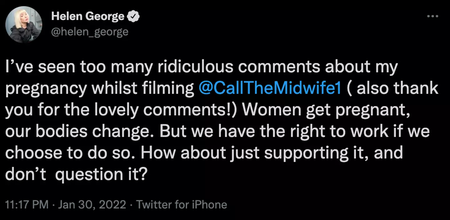 Helen George has spoken out at criticism (