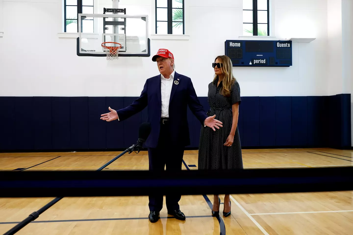 Conspiracy theorists are claiming Donald Trump took a body double to vote. (Chip Somodevilla/Getty Images)