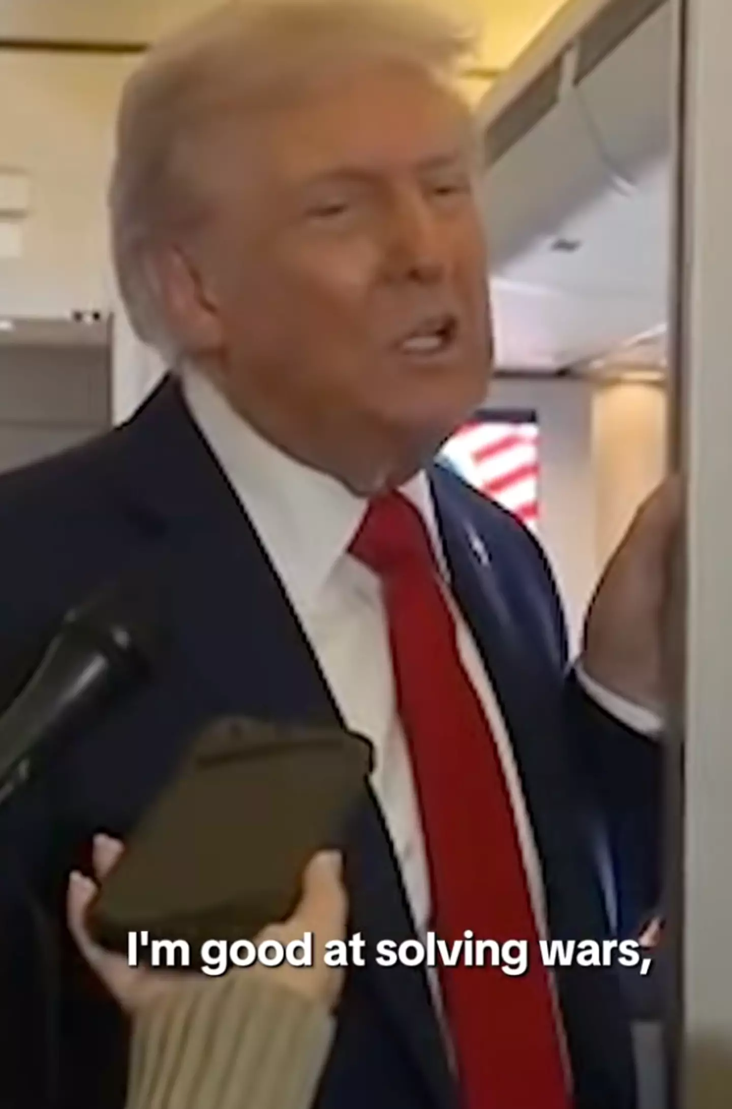 Trump spoke to reporters about the prize (CBS)