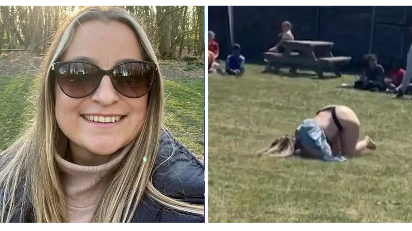 Mum Who Fell Over And Mooned Crowd At Sports Day Race Says She's 'Owning It'