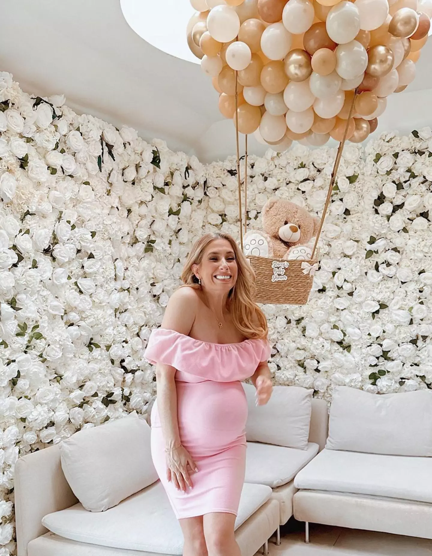 Stacey threw a lavish baby shower, hinting at the name.