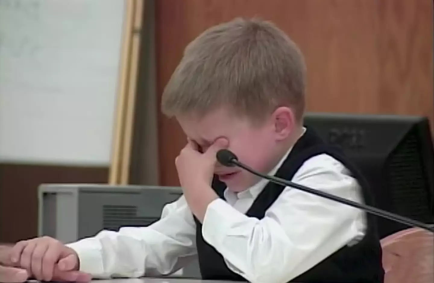 AJ was just seven years old when he appeared in court to testify against his mother for the murder of his sister, Adrianna Elaine Hutto (ITV)