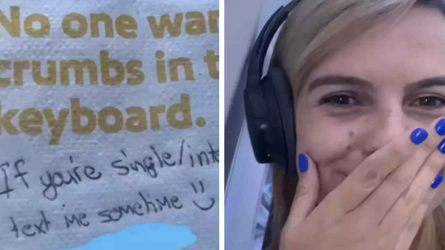 Woman ‘shoots her shot’ with handsome stranger on plane by sending him note on napkin