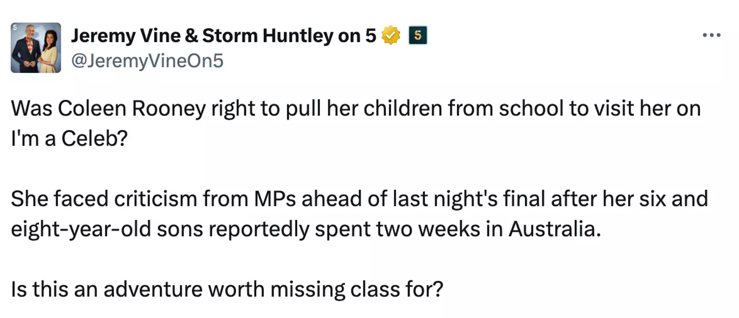 ITV viewers hit out against the tweet (X/@JeremyVineOn5)