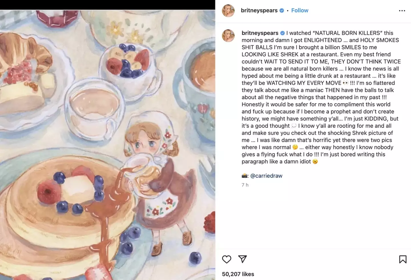 Britney hit back at the criticism in another lengthy Instagram post.