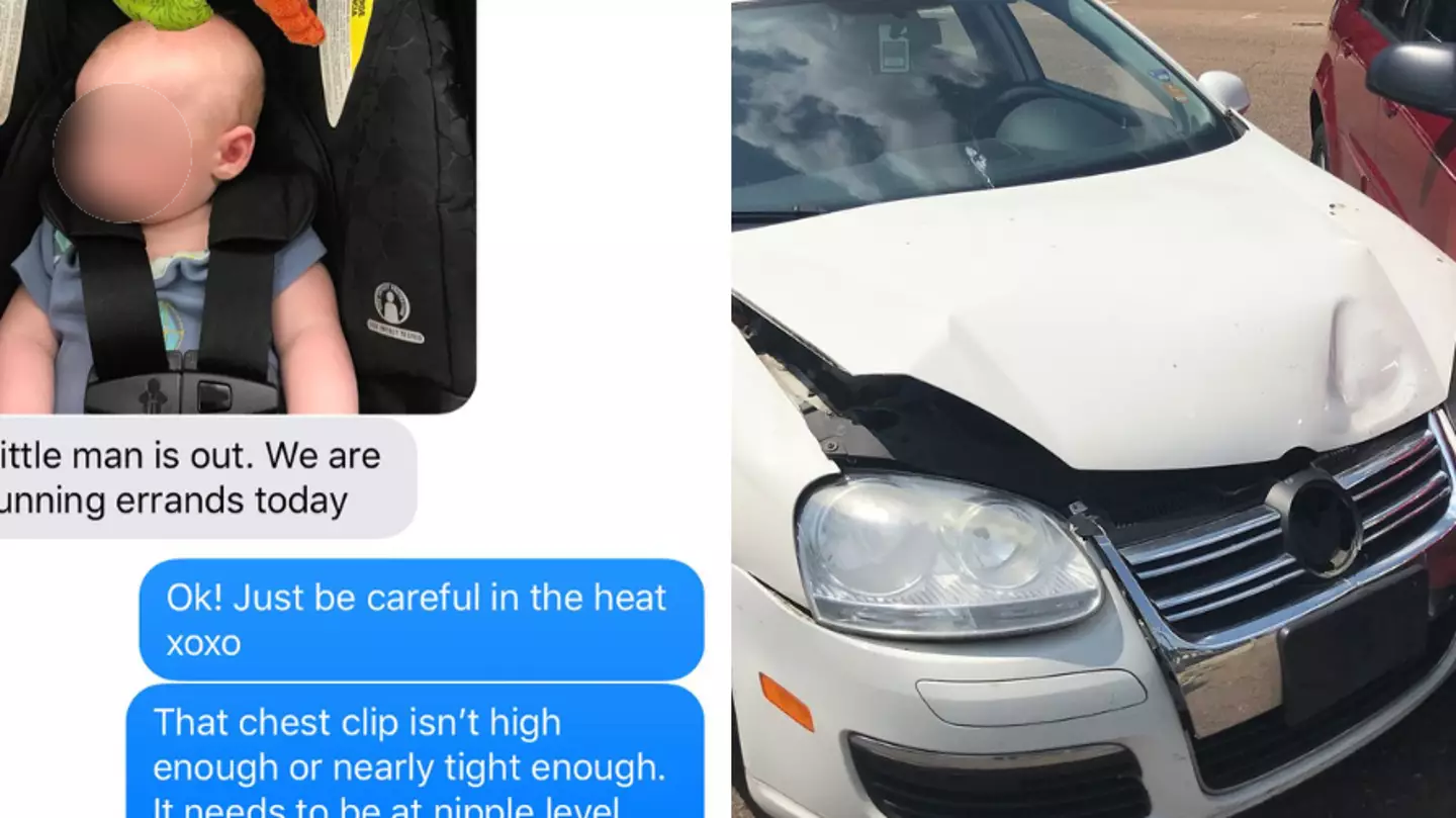 Mum's 'nagging' text message about baby's car seat saved his life in car accident