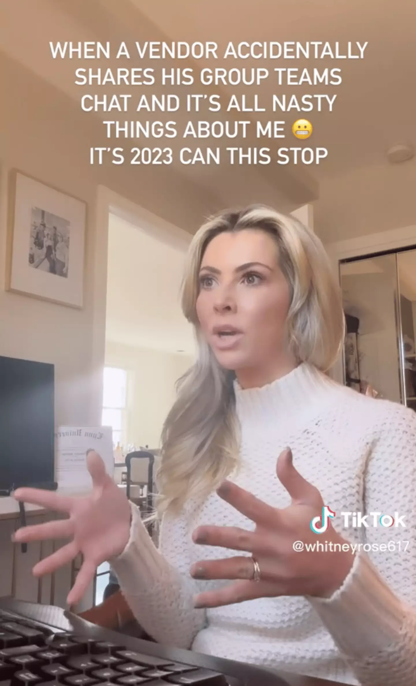 A woman has revealed how she called out male colleagues in a meeting, after they commented on her appearance.