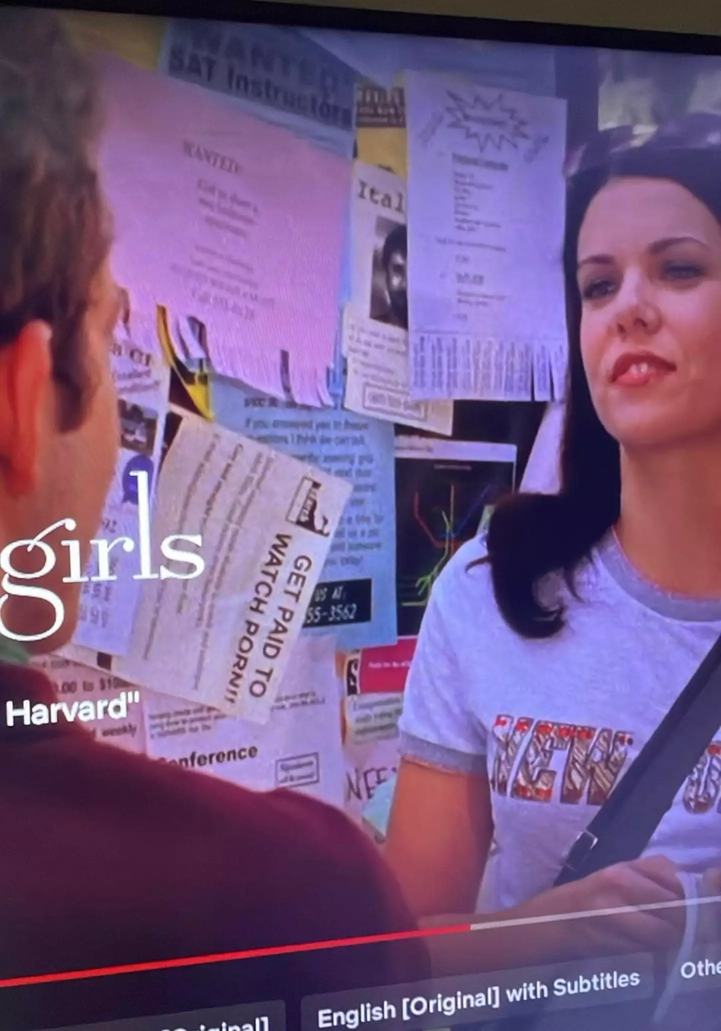 Spot the x-rated detail in the flyer behind Lorelai? (The CW)